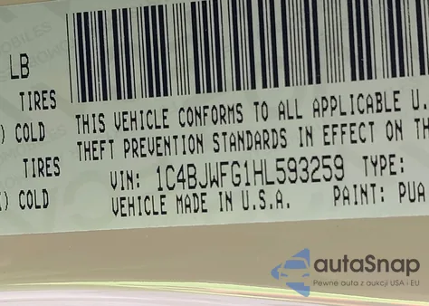 2017 Jeep Wrangler Unlimited Rubicon 4X4 z USA, uszkodzony, nr VIN 1C4BJWFG1HL593259